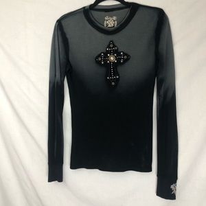 Velved Stone Long Sleeve Shirt top ombre cross large